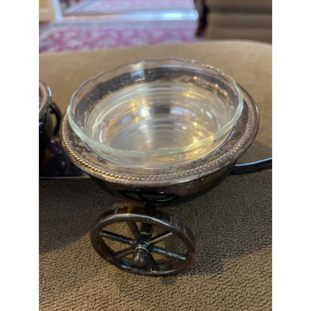 Antique FB Rogers Silvers Co 1883 Vintage Condiment Double Wagon Holder (SB)